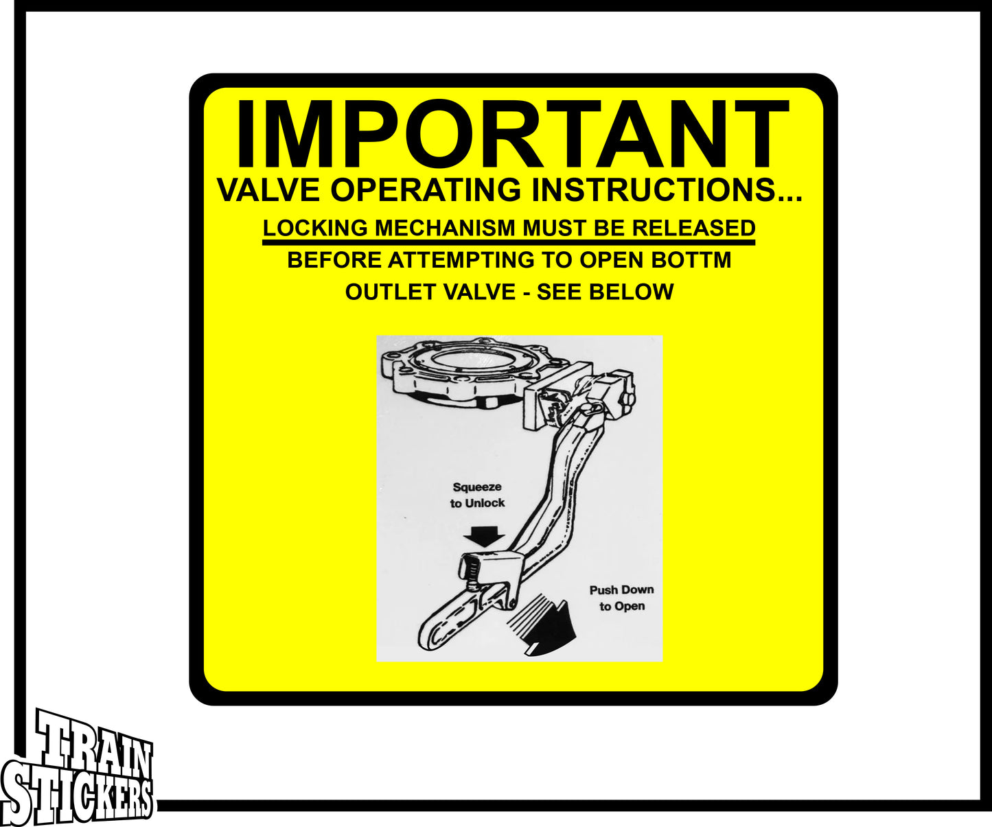 Important Valve Operating Instructions Decal Sticker For Trains