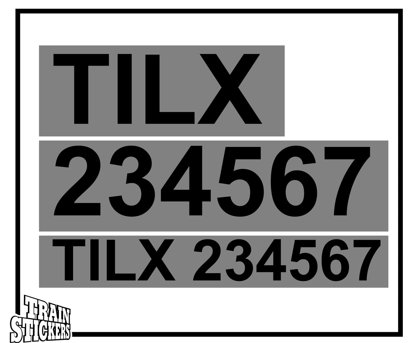 9" and 4" Reporting Marks With Number With Background Decal Sticker For Trains