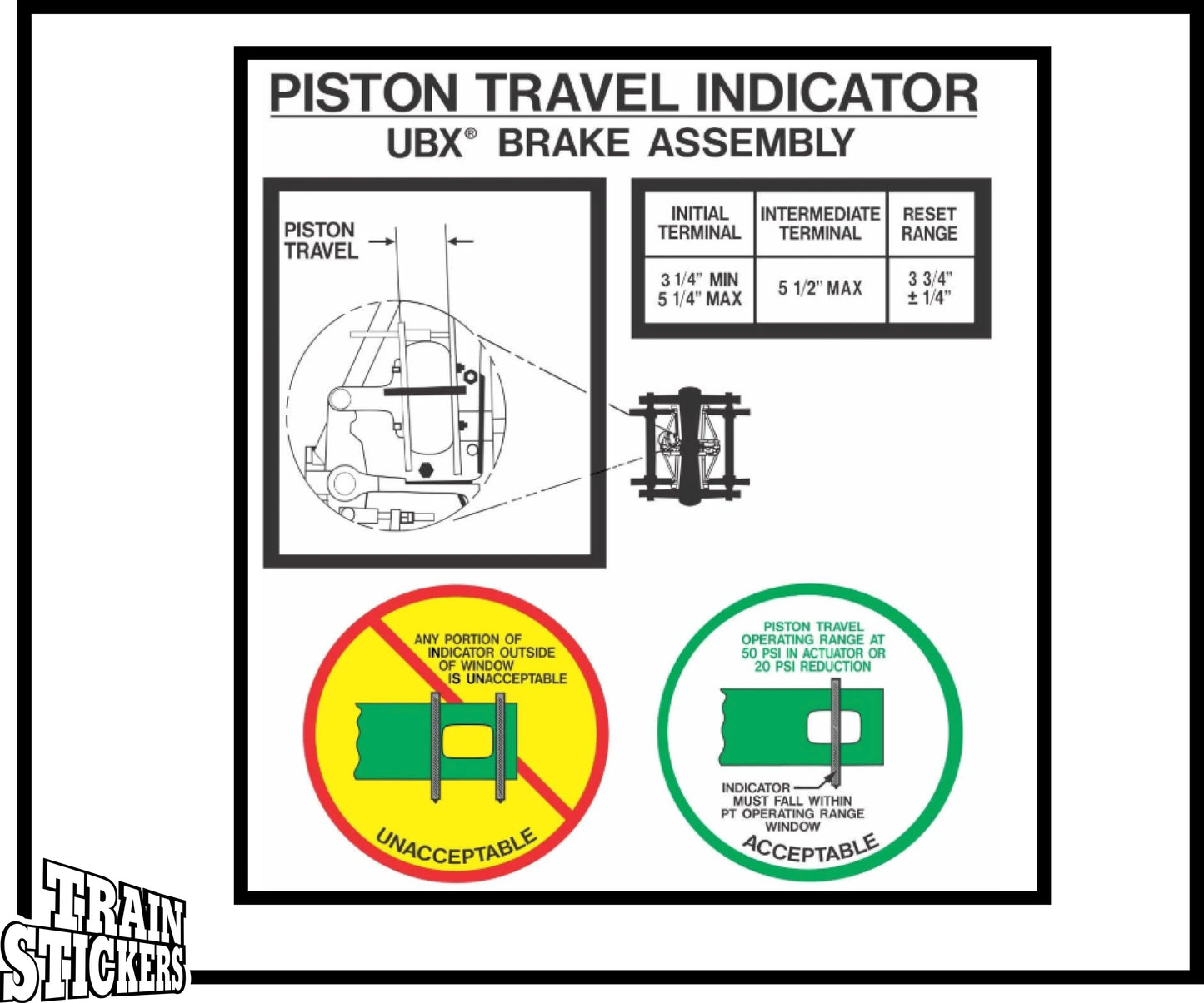 Piston Travel Indicator Ubx Brake Assembly Decal Sticker For Trains