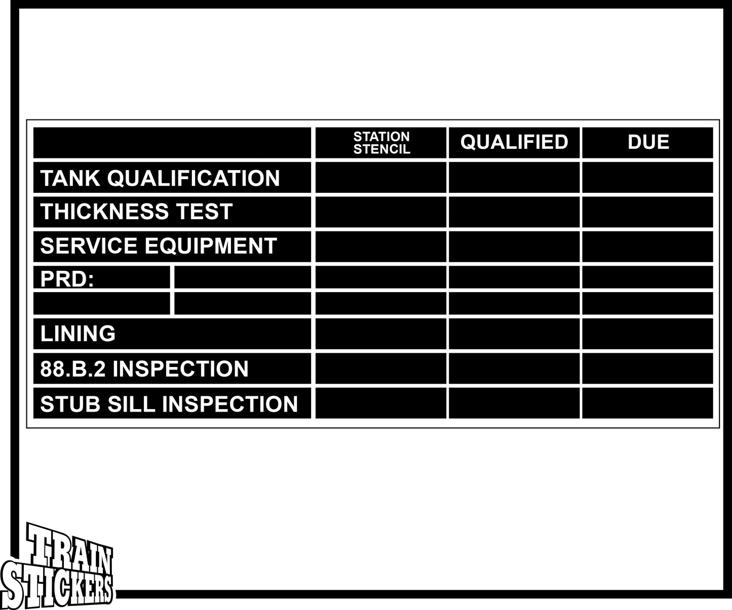 Tank Qualification Black Decal Sticker For Trains