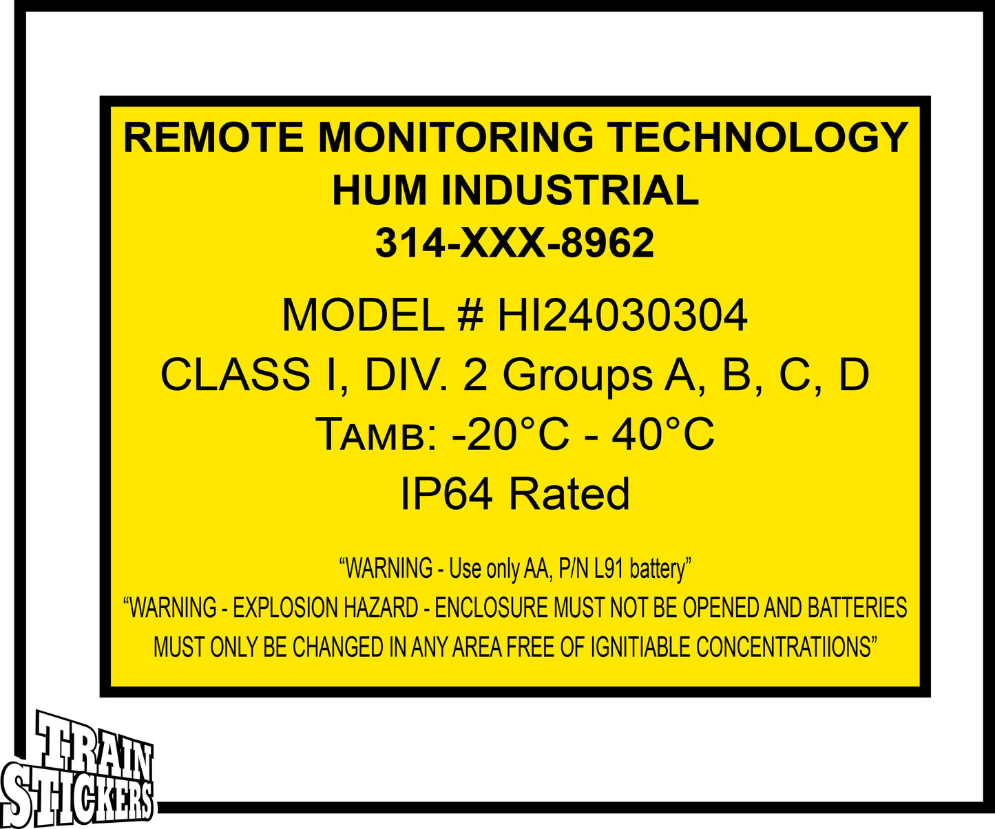Remote Monitoring Technology - HUM Industrial Decal Sticker For Trains