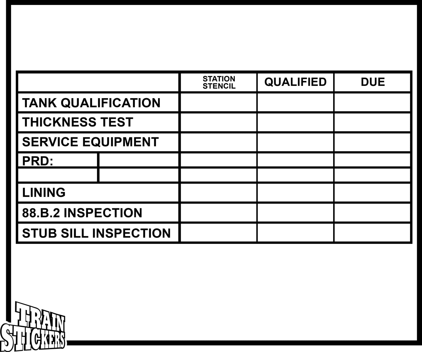 Tank Qualification White Decal Sticker For Trains