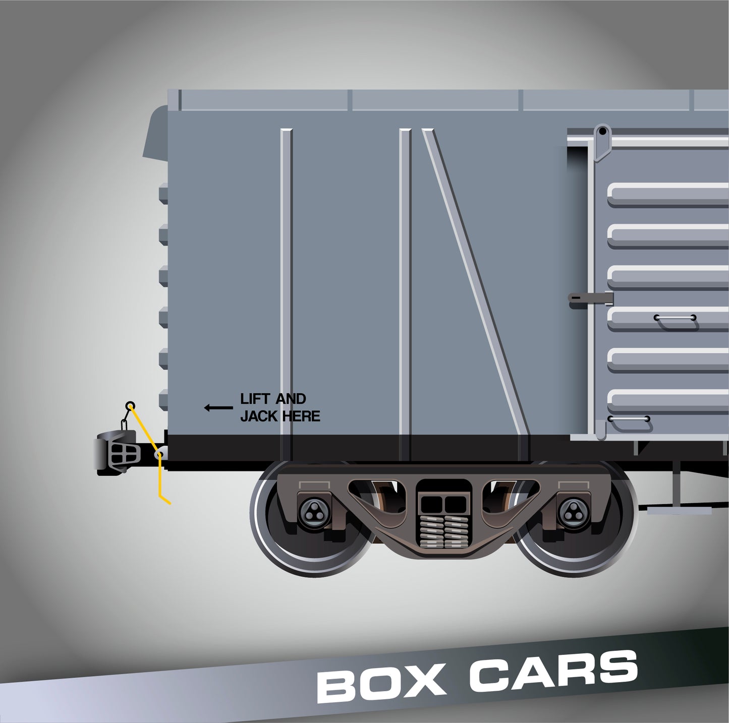 LIFT AND JACK HERE Decal Sticker For Train Box Cars (Set of 2)