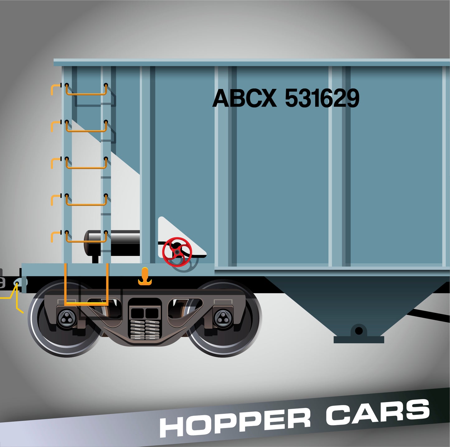 9" AAR Reporting Marks Decal Sticker For Train Hopper Cars (Set of 2)